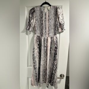 Ted Baker Black and White snake print silk Midi Dress